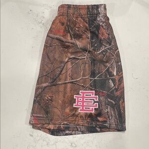 Camo Print Eric Emanuel EE Shorts with Pink Logo